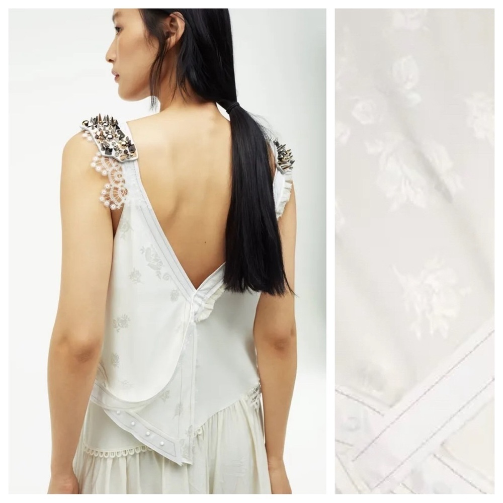 NWT. Zara Atelier Limited Edition Oyster White Studded Maxi Dress. Size S. - Picture 5 of 15
